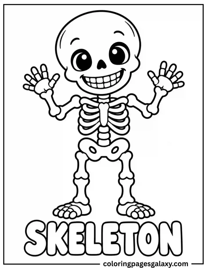 Cute Skeleton Coloring Page