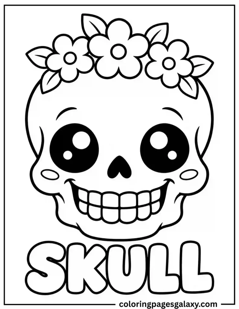 Cute Skull Coloring Page