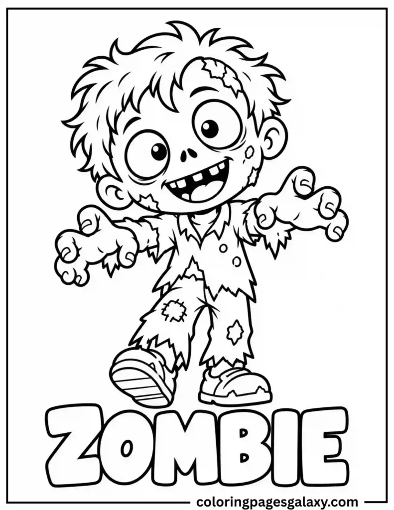 Cute Zombie Coloring Page