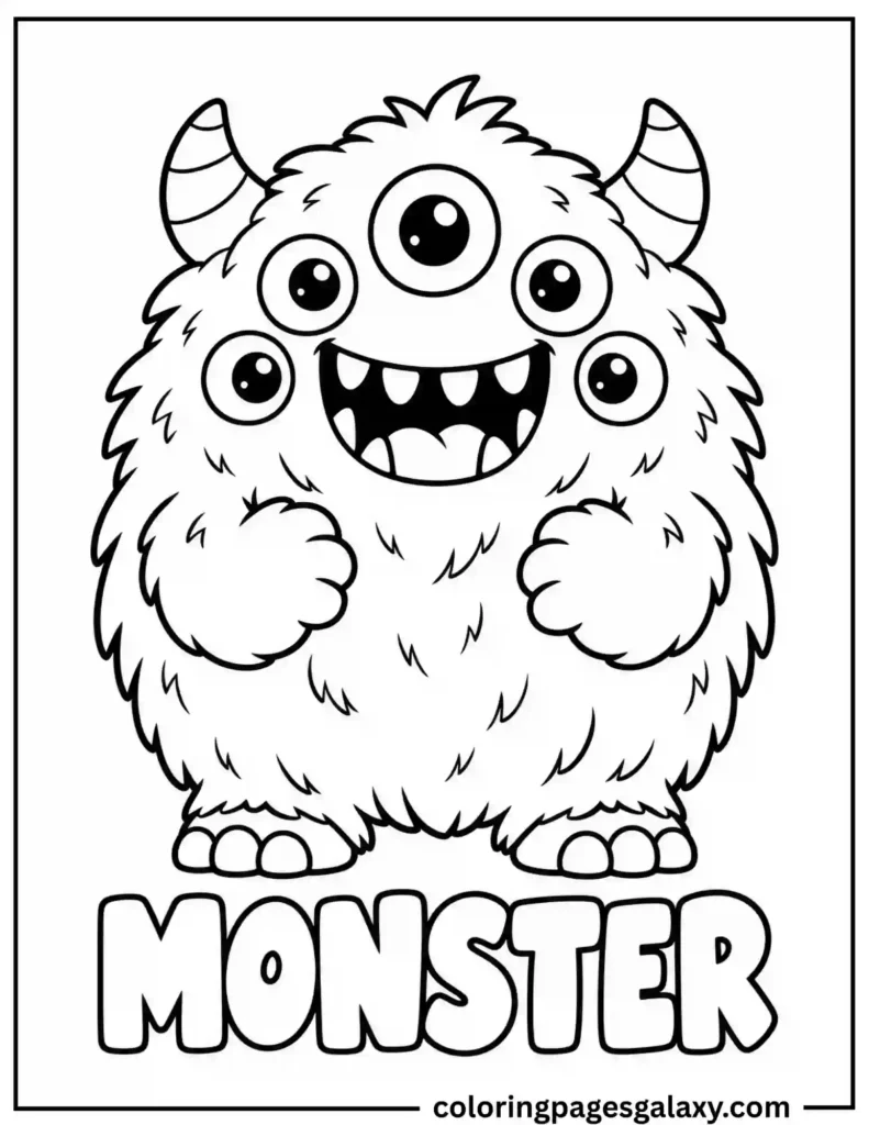Five Eyed Monster Coloring Page