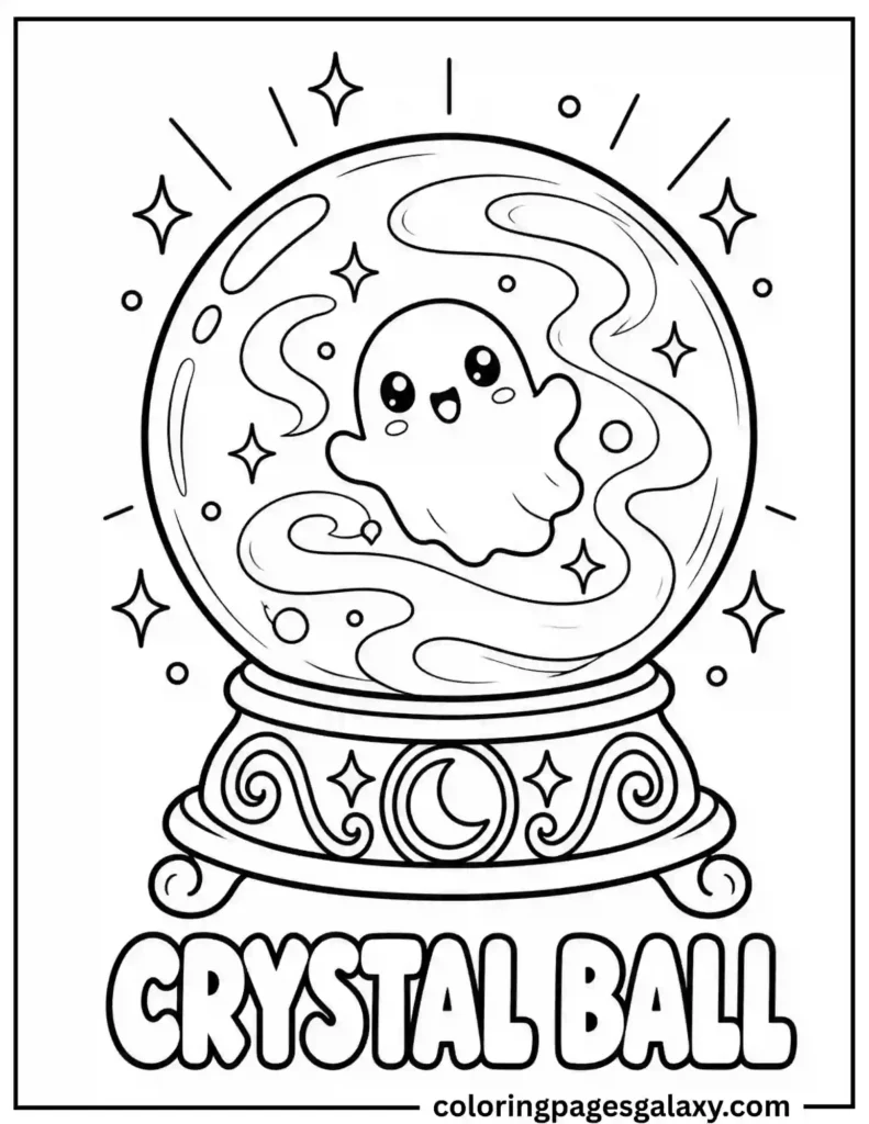 Ghost Crystal Ball Coloring Page