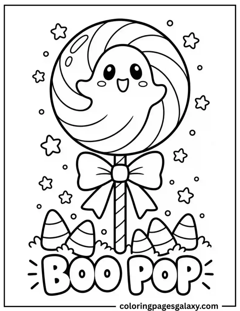 Ghost Lollipop Coloring Page