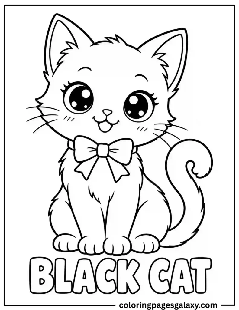 Halloween Black Cat Coloring Page