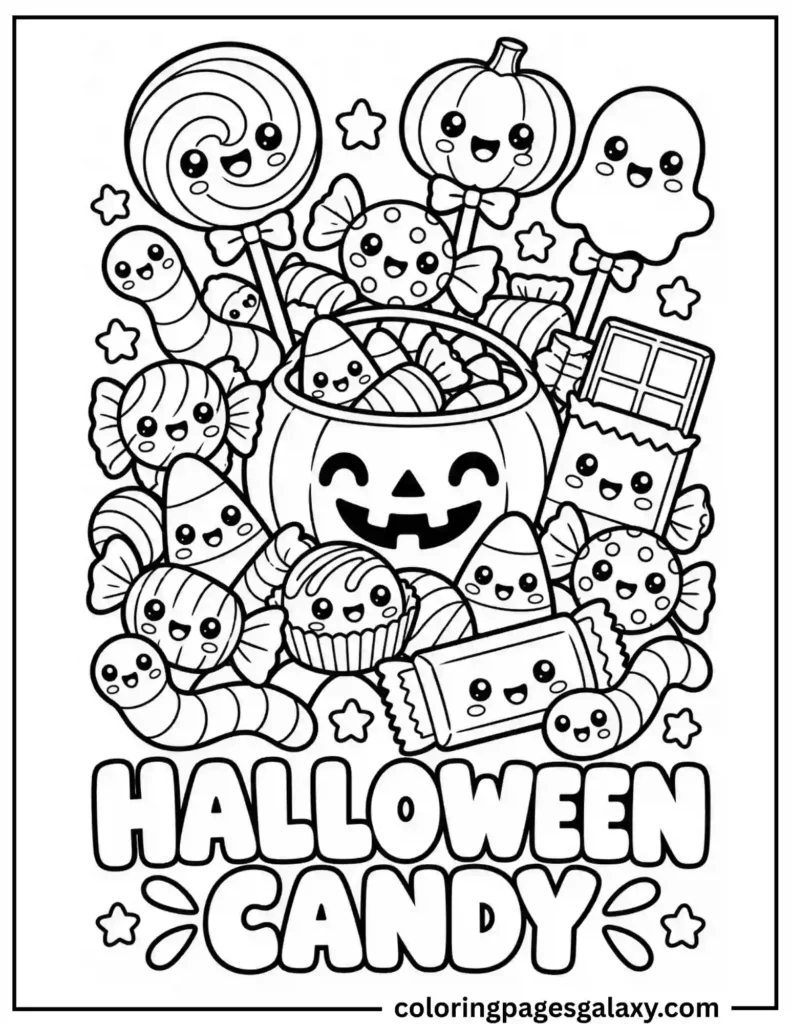 Halloween Candy Coloring Page