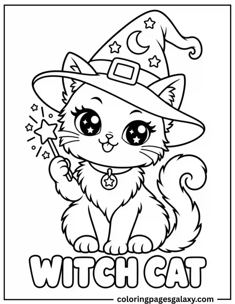 Halloween Cat Coloring Page