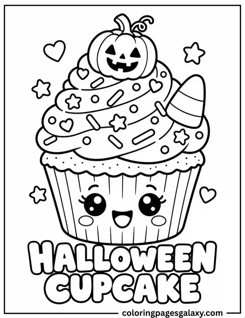 Halloween Cupcake Coloring Page