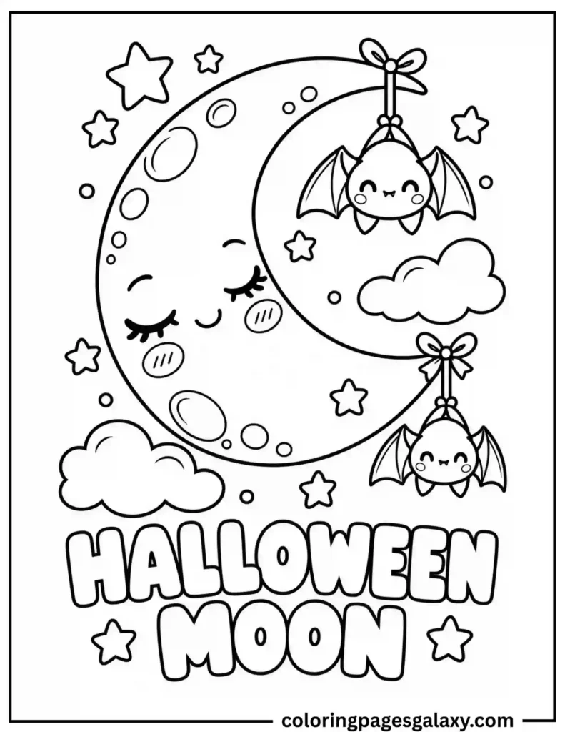 Halloween Moon Coloring Page