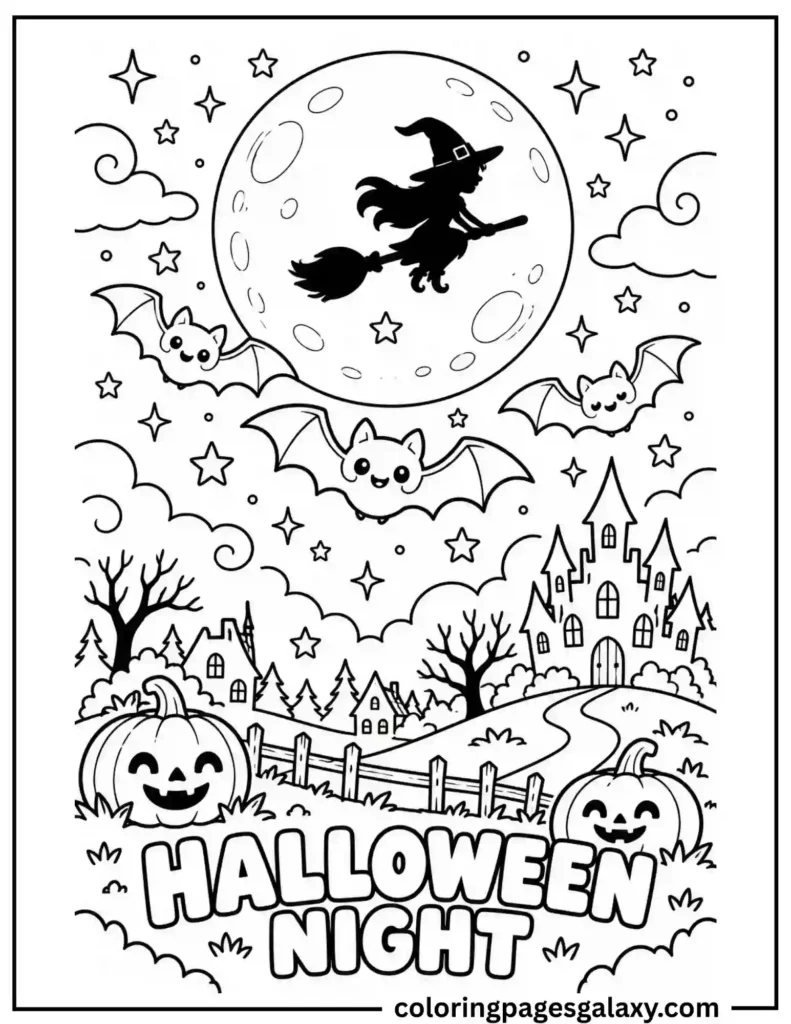 Halloween Night Coloring Page
