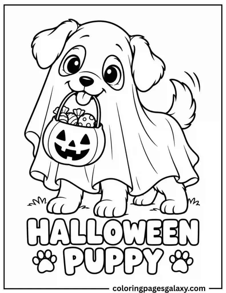 Halloween Puppy Coloring Page