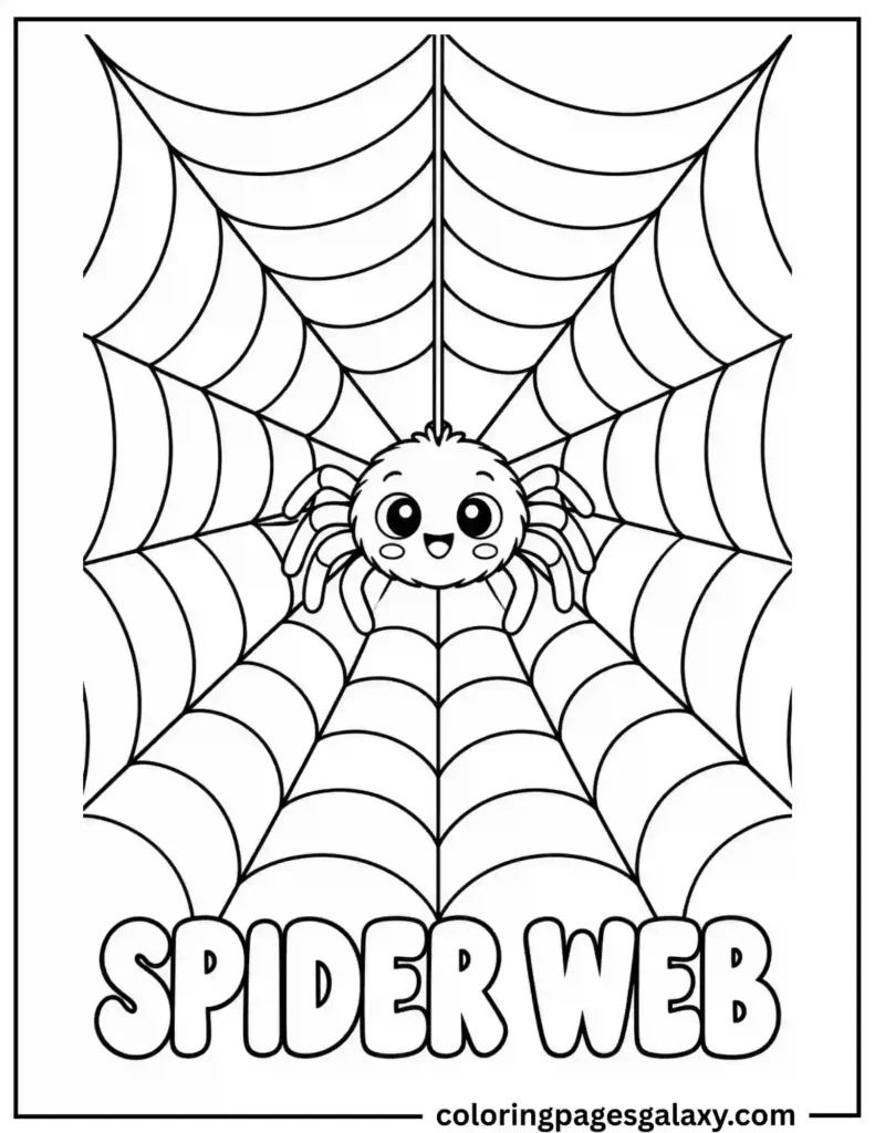 Halloween Spider Web Coloring Page
