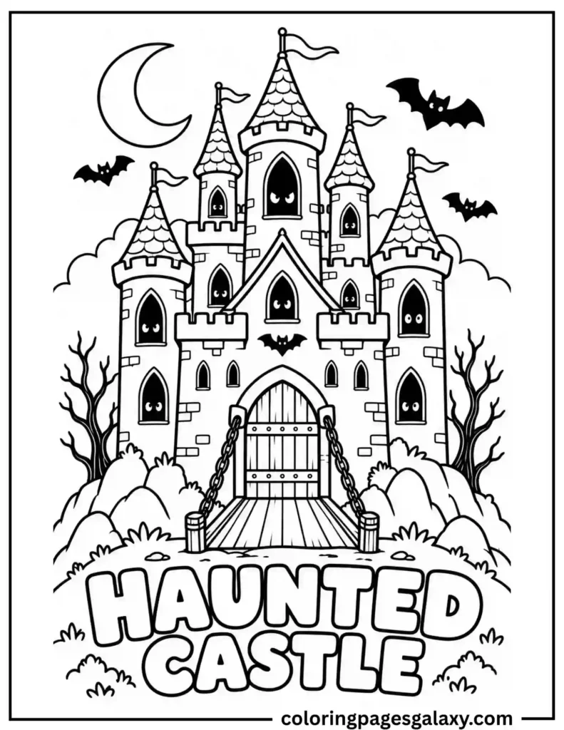 Haunted Castle Coloring Page