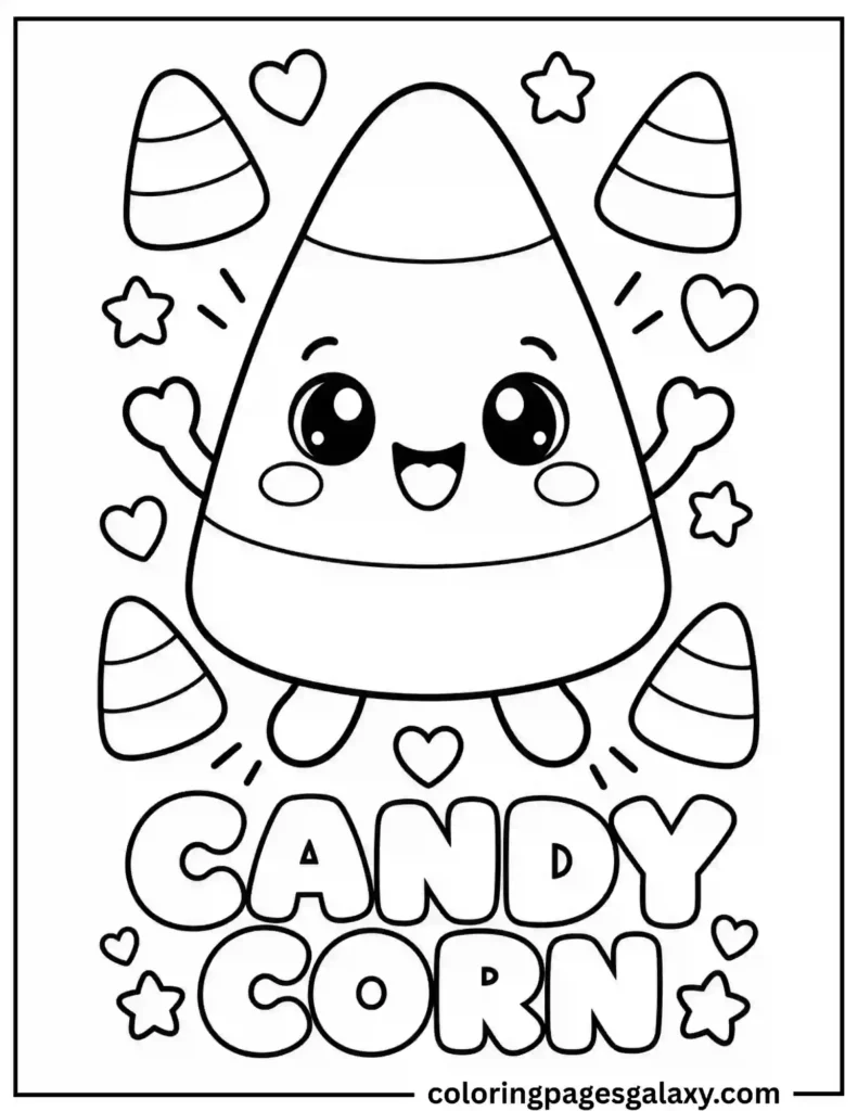 Kawaii Candy Corn Coloring Page