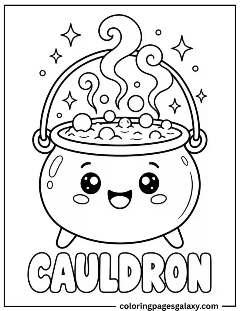 Magic Potion Cauldron Coloring Page