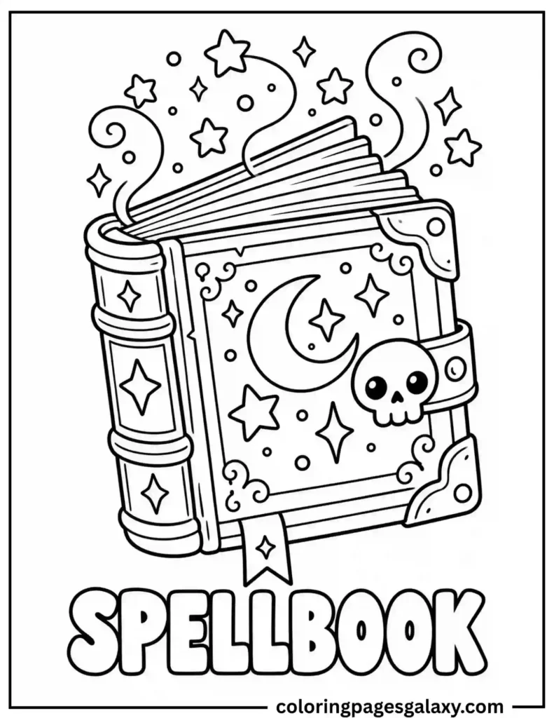 Magical Spellbook Coloring Page