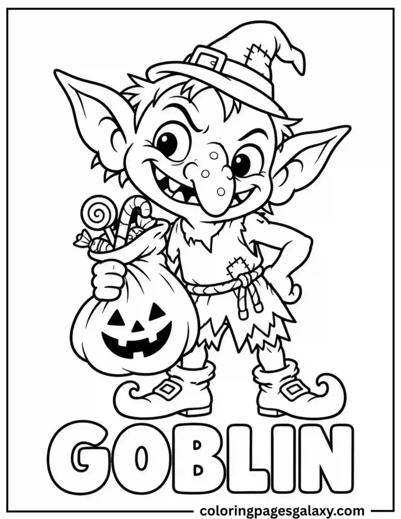 Mischievous Goblin Coloring Page