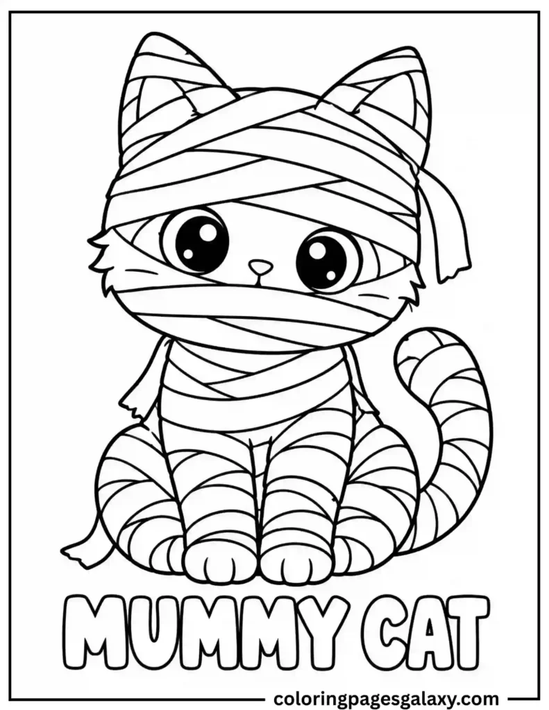 Mummy Cat Coloring Page