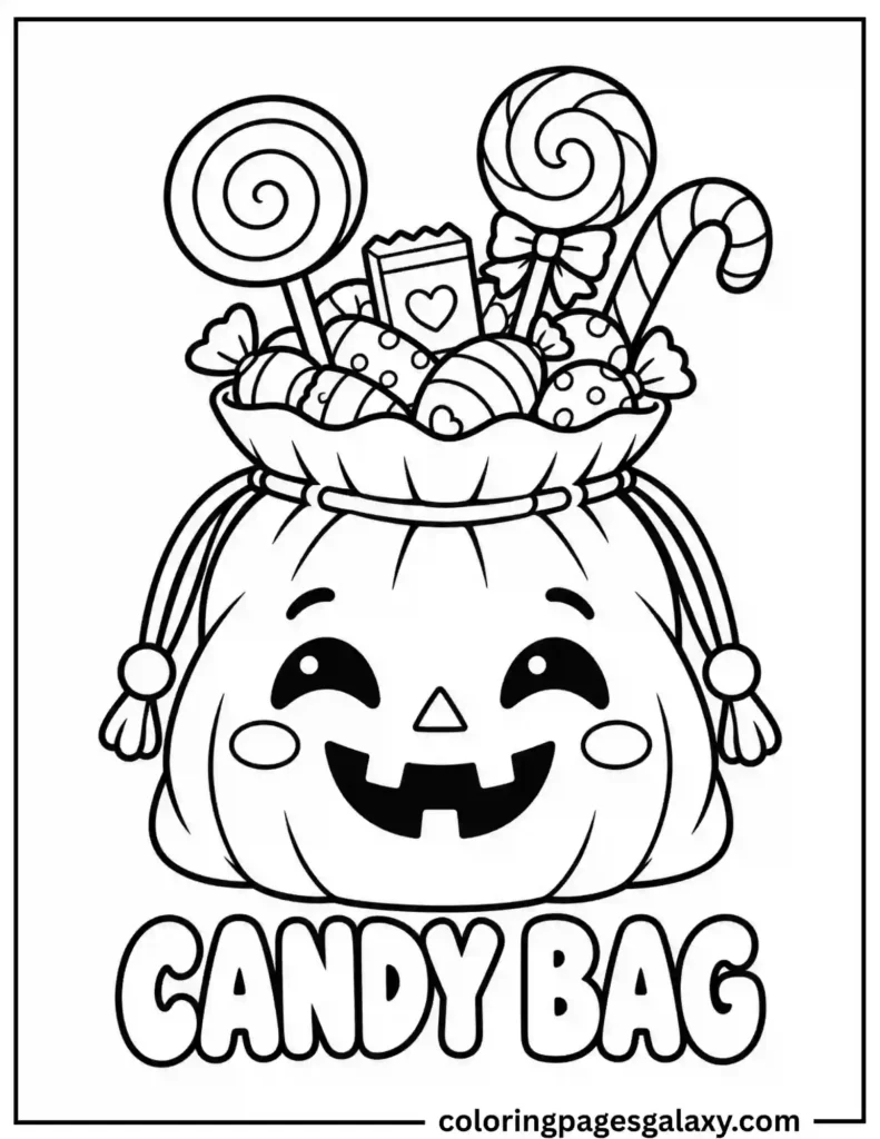 Pumpkin Candy Bag Coloring Page