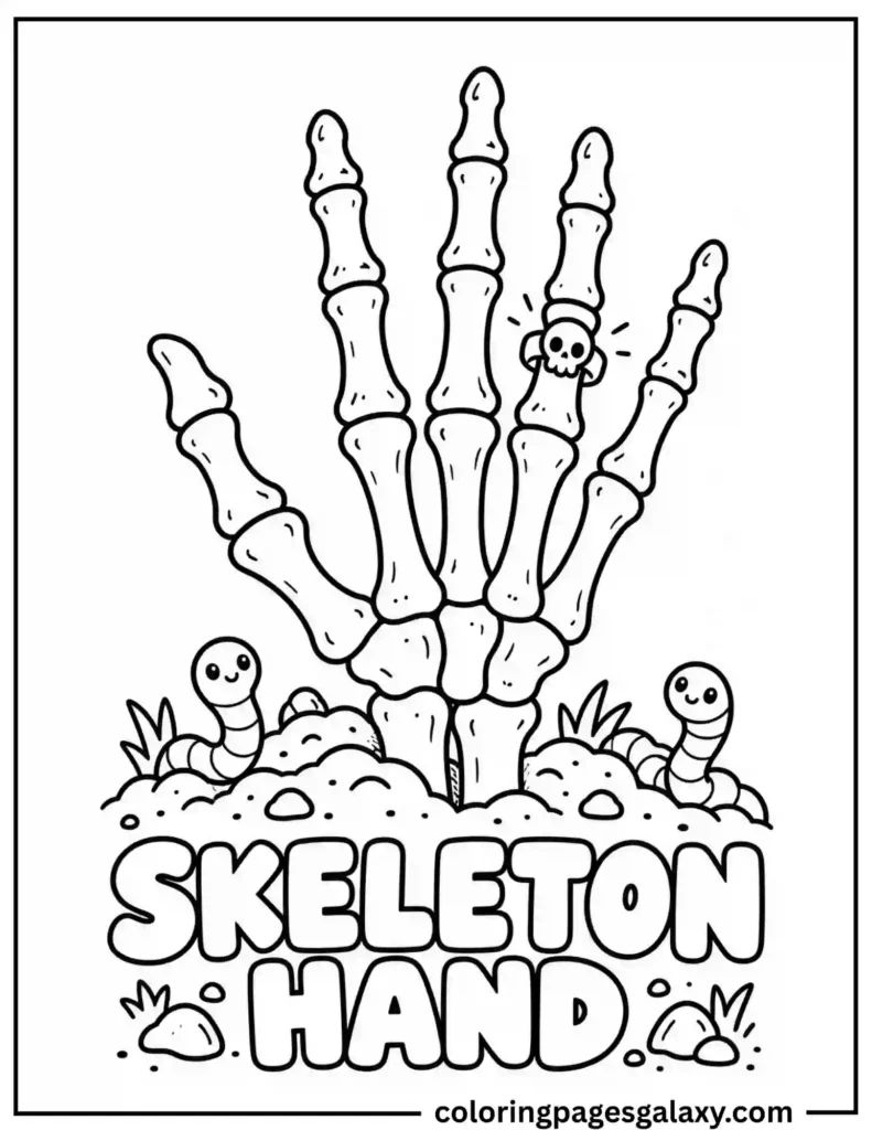 Skeleton Hand Coloring Page