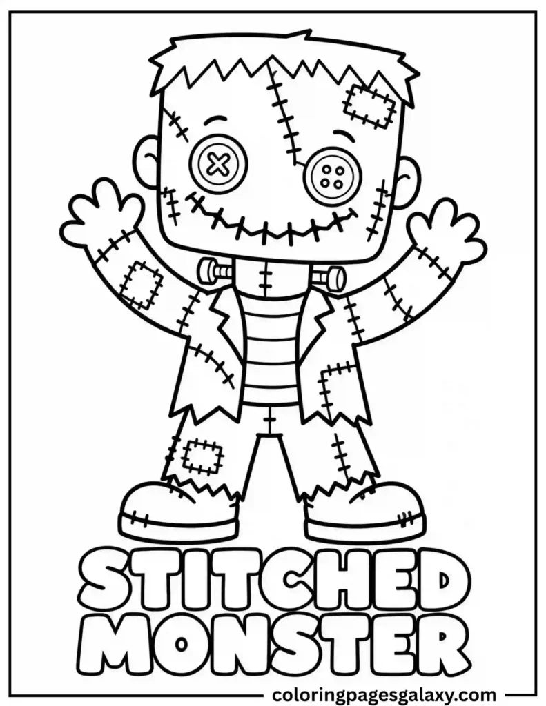 Stitched Monster Coloring Page
