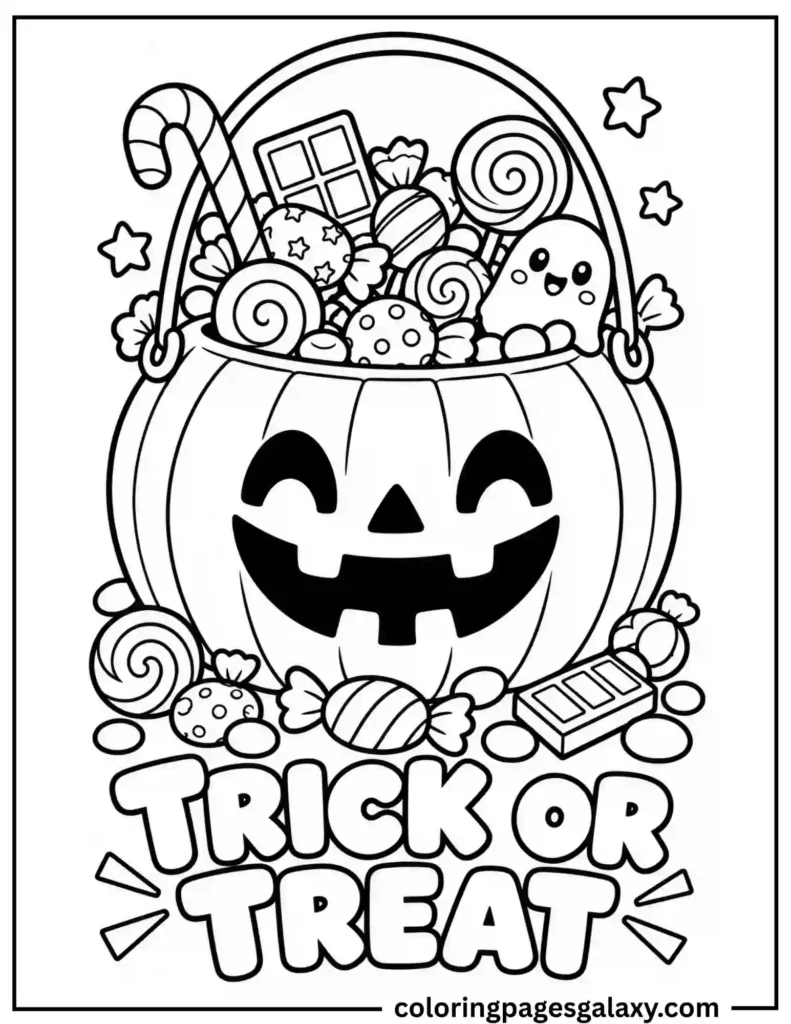 Trick Or Treat Bucket Coloring Page