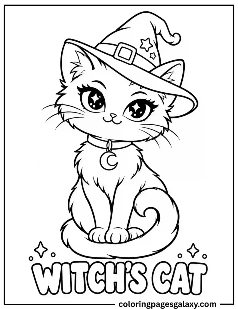 Witch Cat Coloring Page
