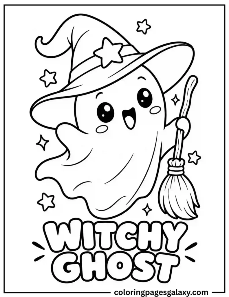 Witch Ghost Coloring Page