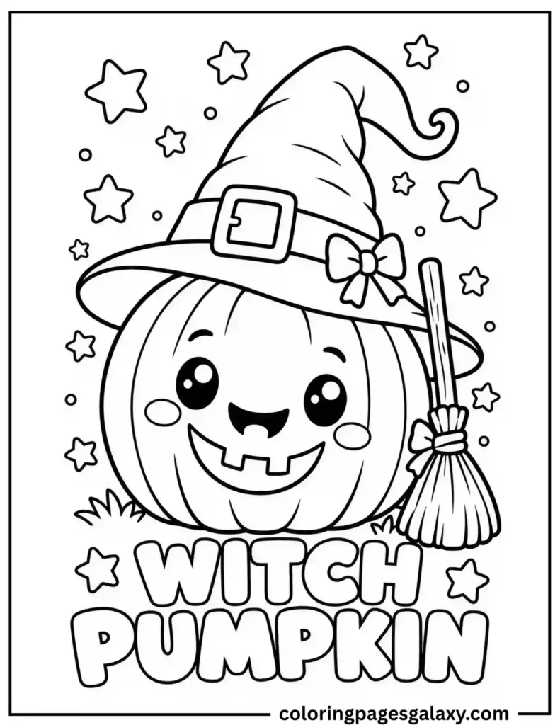 Witch Hat Pumpkin Coloring Page