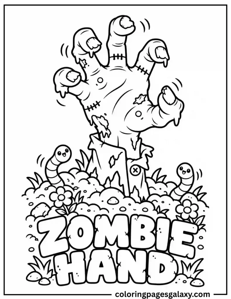 Zombie Hand Coloring Page